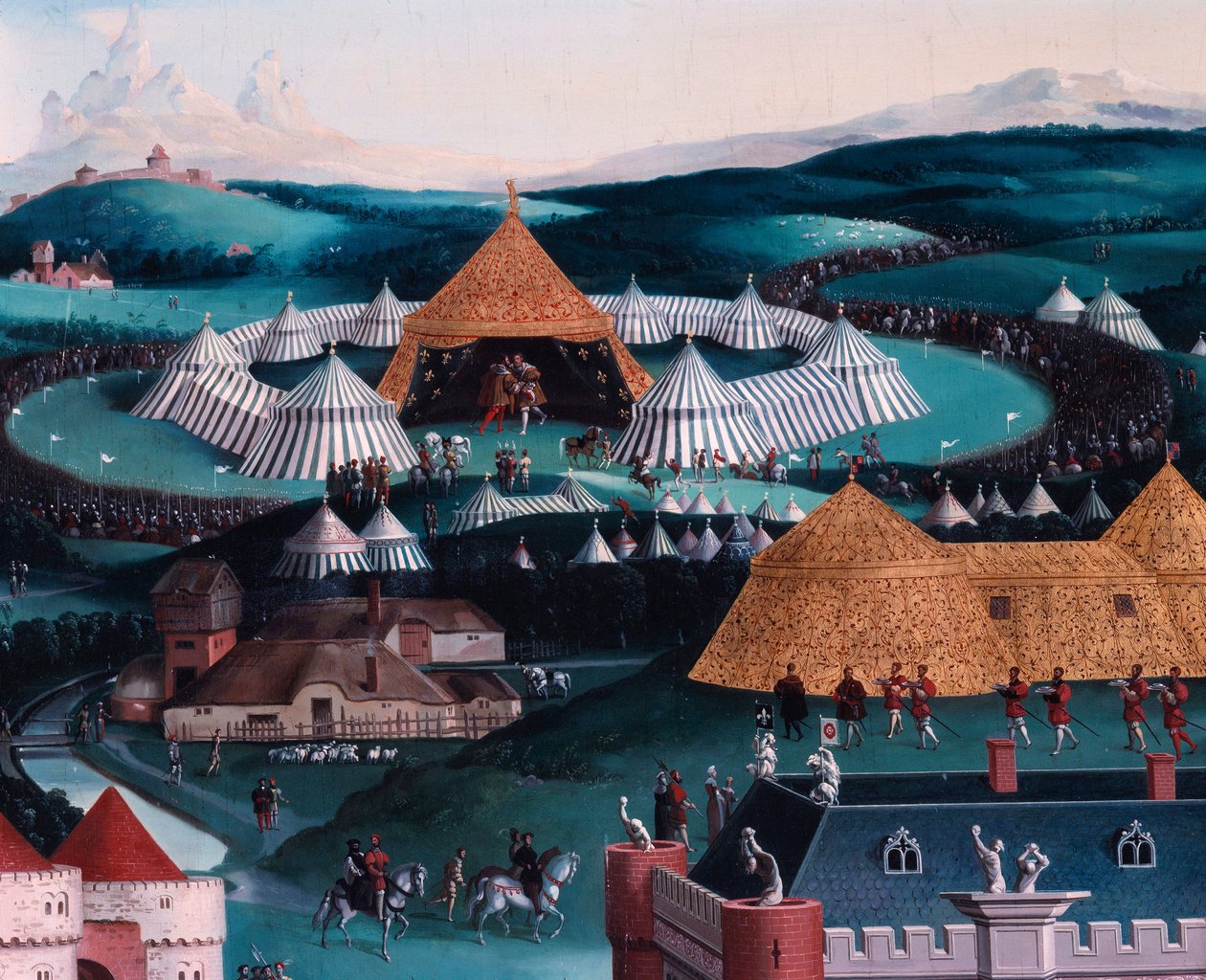 Rozhovor Francoise I. a Jindřicha VIII. na Golden Sheet Camp 7. června od Friedrich Bouterwek