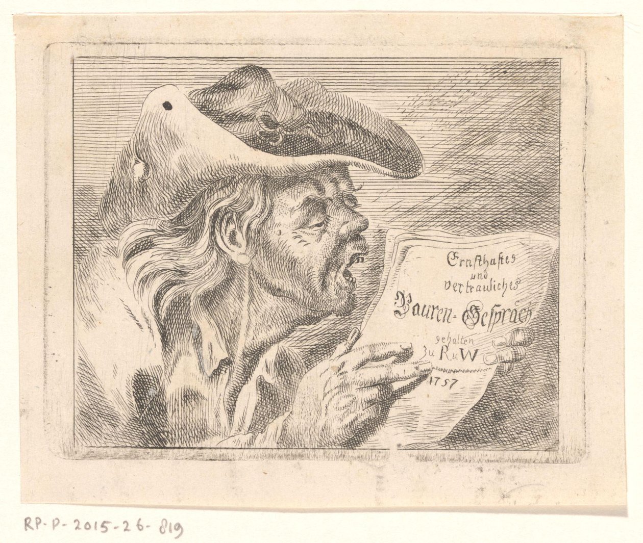 Busta starého farmáře s brožurou v rukou od Friedrich Christian Gottlieb Geyser (possibly)
