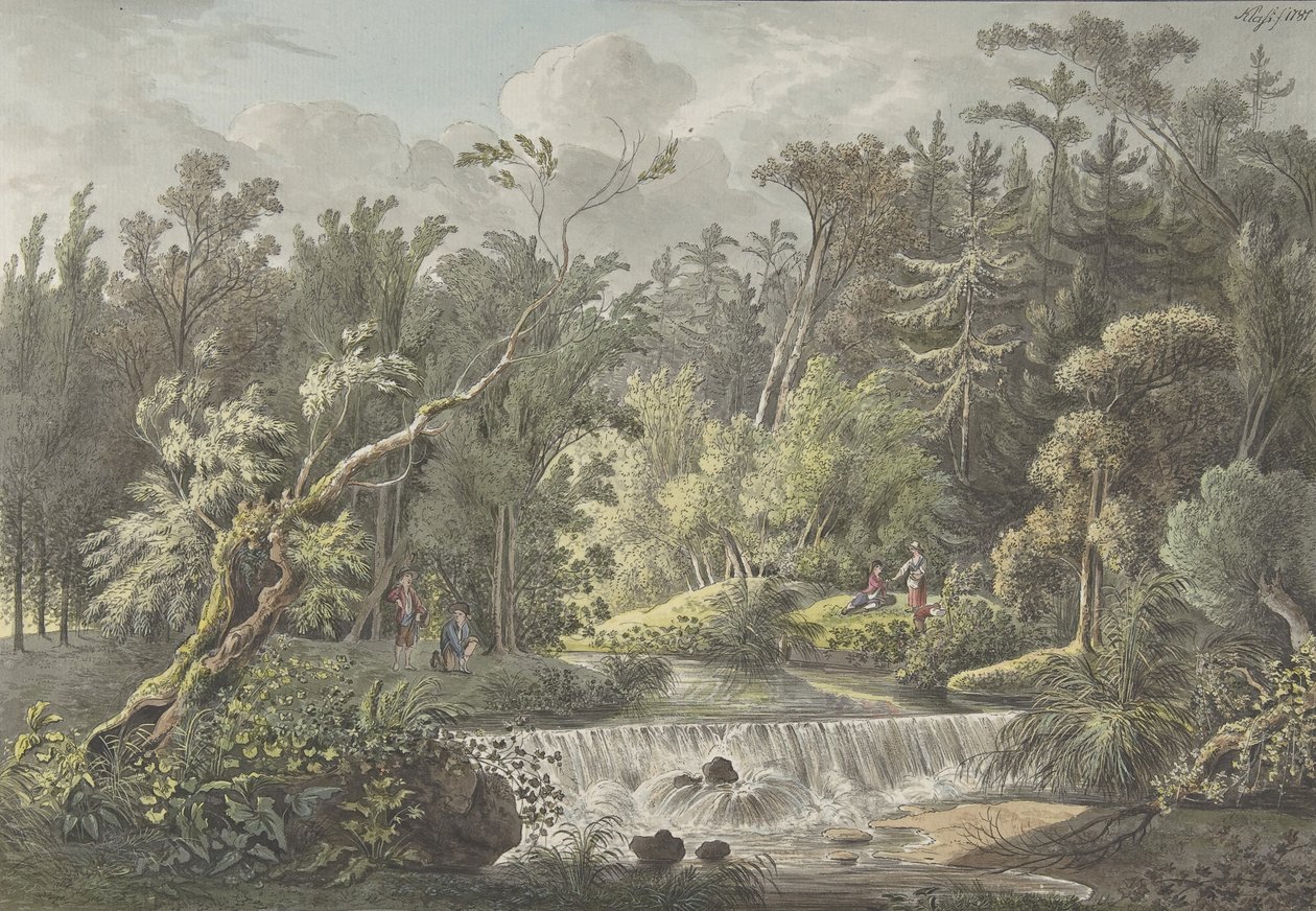 Krajina s vodopádem, konec 18.-začátek 19. století. od Friedrich Christian Klass