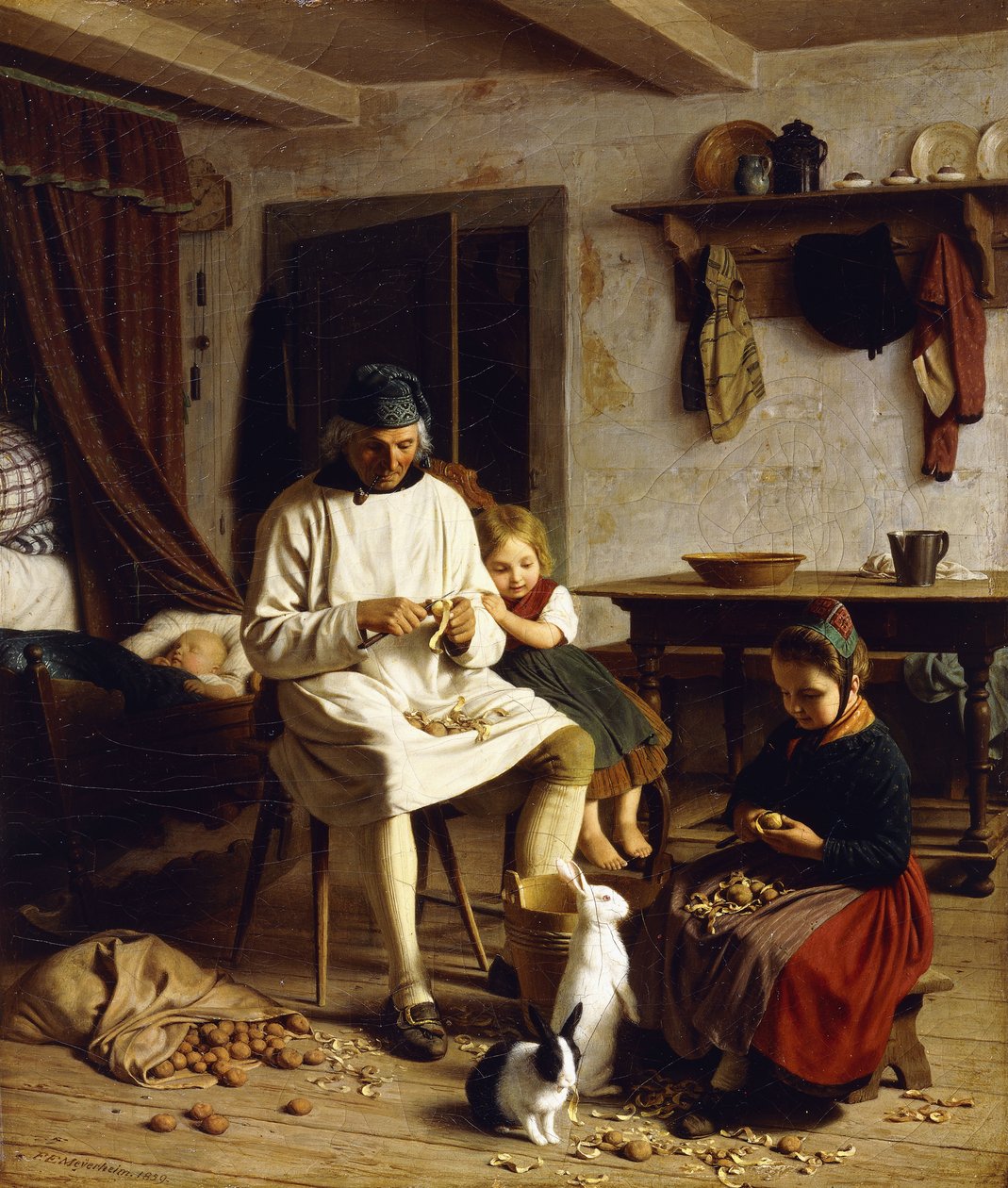 Rodinné práce, 1859 od Friedrich Edouard Meyerheim