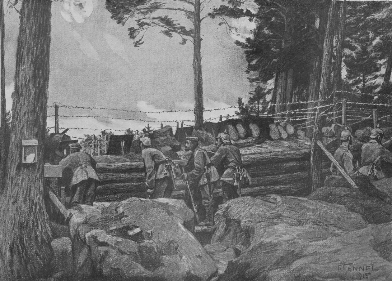 1. světová válka: Němečtí vojáci bojující ve Vogézách od Friedrich Fennel