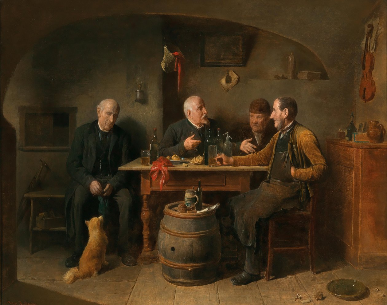 Němčina: Čtyři muži v hospodě Hospodská scéna od Friedrich Friedlander