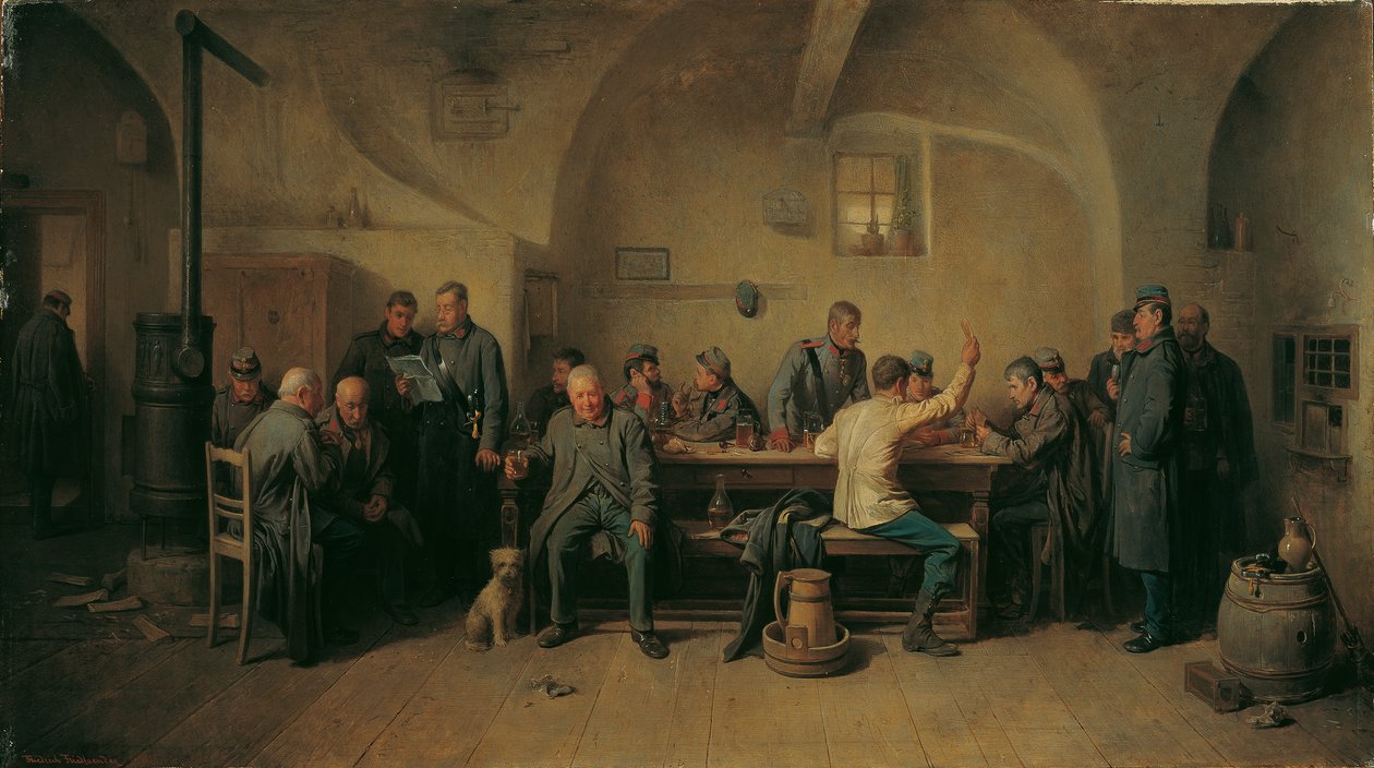 Vojáci v kantýně od Friedrich Friedländer Ritter von Malheim