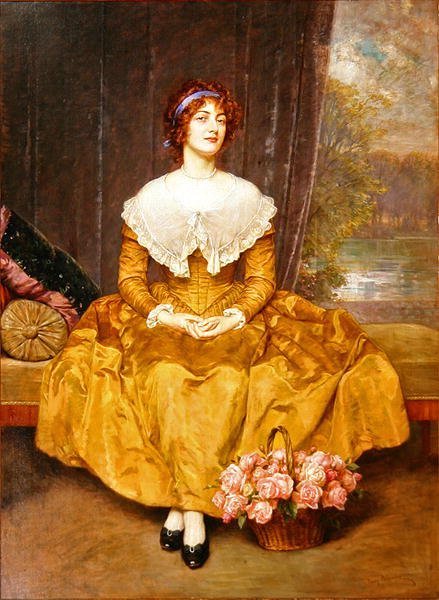 Portrét dámy (olej na plátně) od Friedrich Georg Papperitz