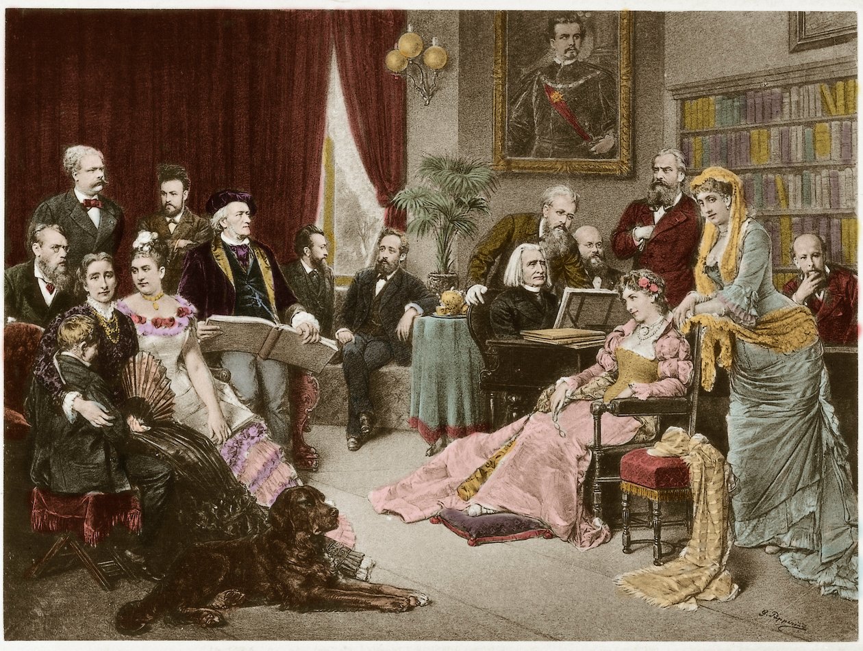 Richard Wagner a Liszt v Bayreuthu s Cosimou a Siegfriedem - po Fritz Georg Papperitz od Friedrich Georg Papperitz
