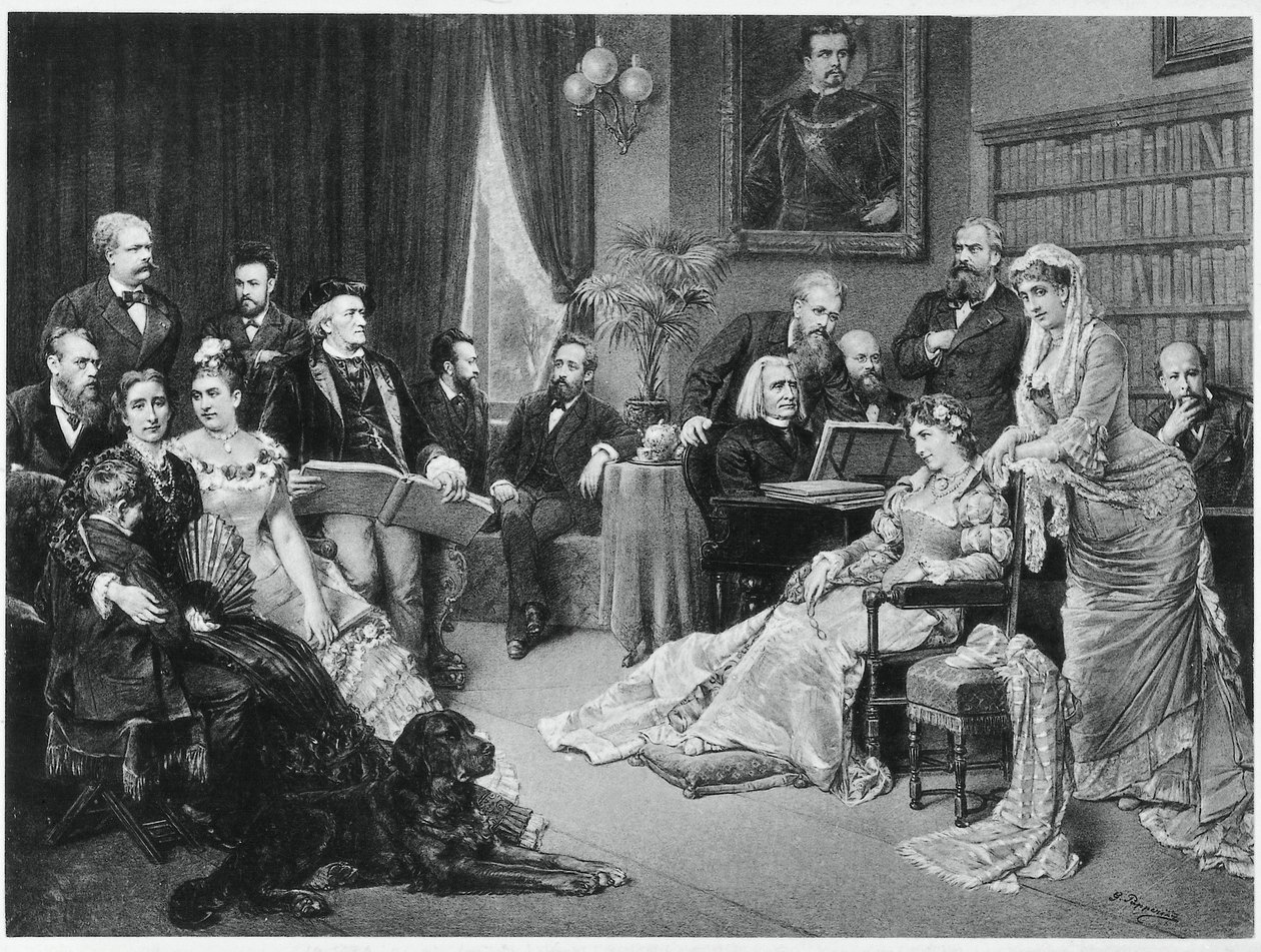 Richard Wagner a Liszt v Bayreuthu s Cosimou a Siegfriedem - po Fritz Georg Papperitz od Friedrich Georg Papperitz