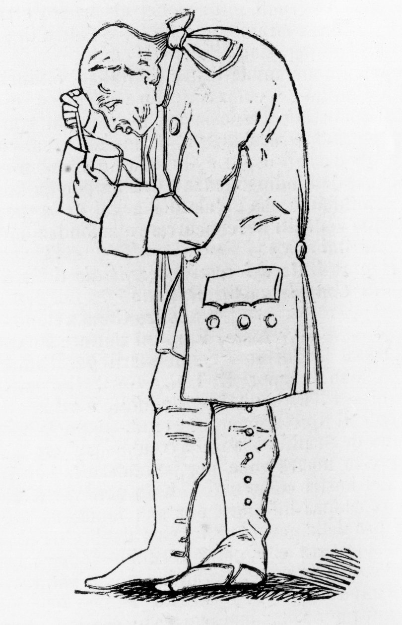 Emmanuel Kant (1724-1804), německý filozof, držící sklenici hořčice, Dignage Hagemann. od Friedrich Hagemann