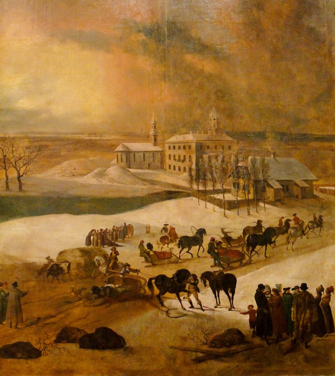 Zimní pohled na detail hradu Poltsamaa, 1793 od Friedrich Hartmann Barisien