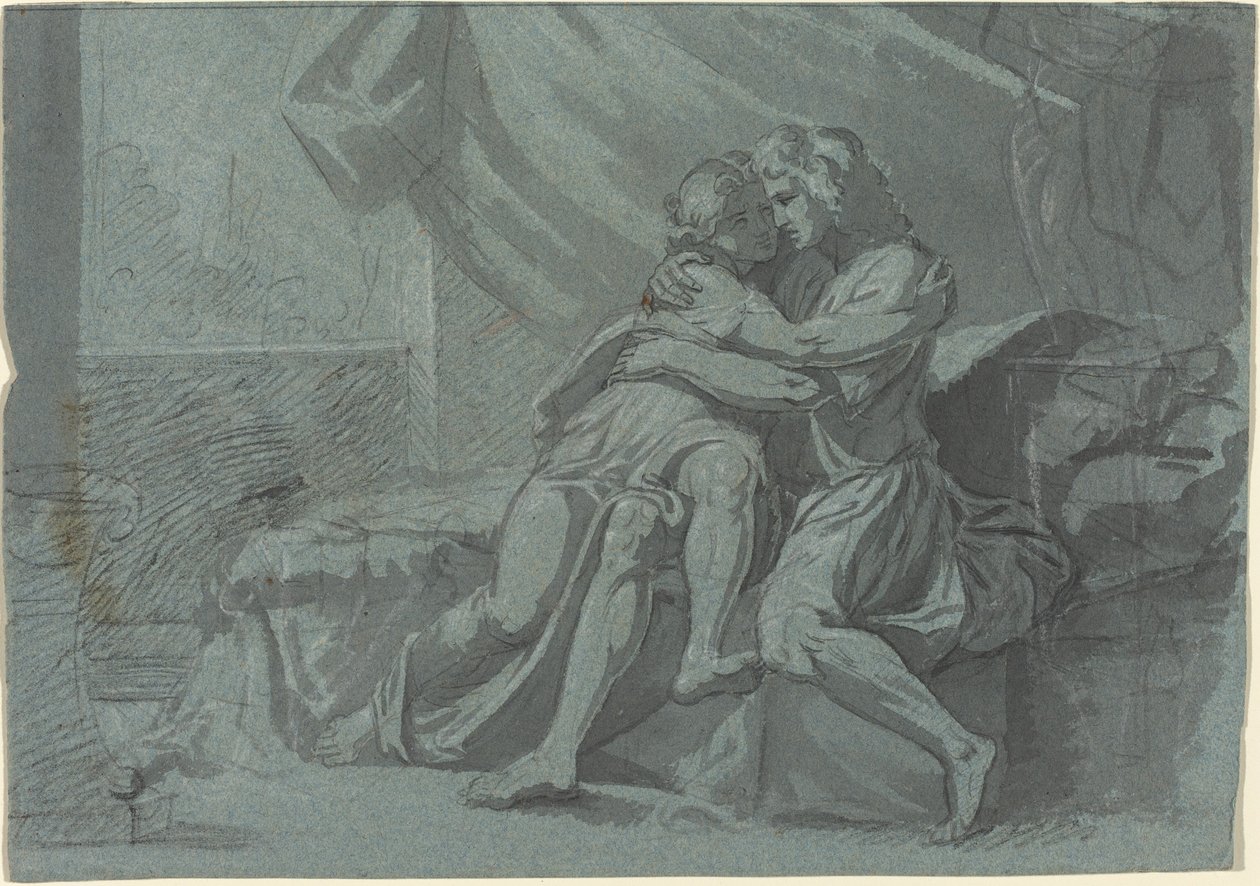 Objímající milence v klasických šatech / Žena v klasických šatech vzhlíží od Friedrich Heinrich Füger after Raphael