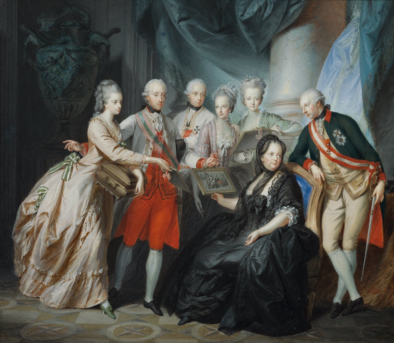 Arcivévodkyně Marie Christine a vévoda Albert ze Saska Těšín obdarují rodinu snímky svých příbuzných v Itálii od Friedrich Heinrich Fuger