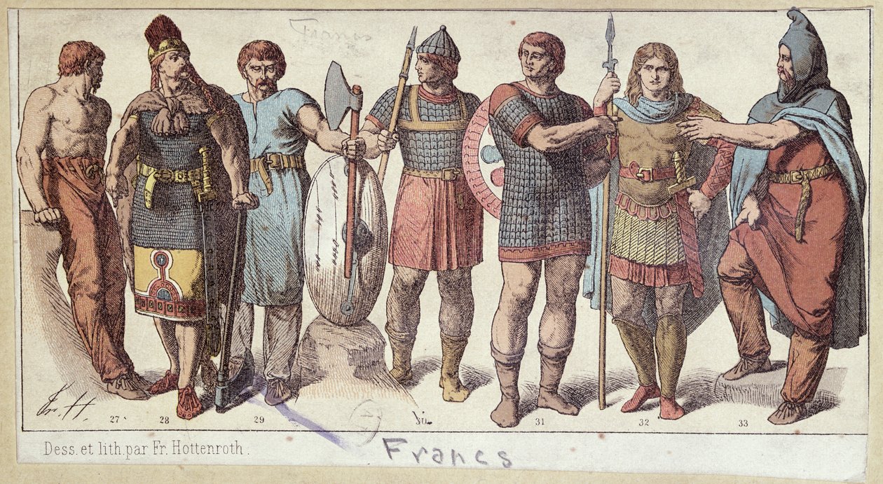 Kostýmy franských vojáků, kolem roku 1880 od Friedrich Hottenroth