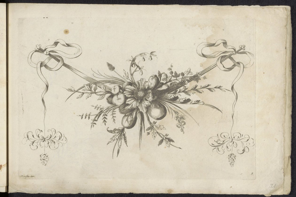 Festoen van vruchten, bladeren en bloemen Různé nové věnce květin a ovoce (název série) od Friedrich Jacob Morisson