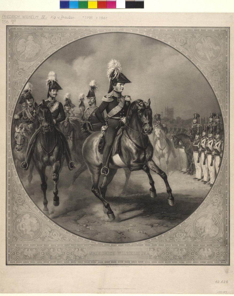 Jezdecký portrét Fridricha Viléma IV (litografie) od Friedrich Jentzen