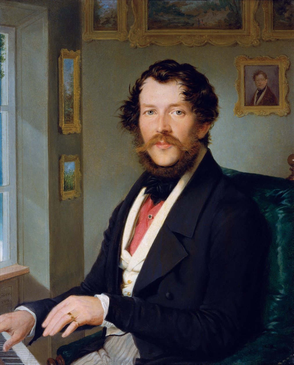 Portrét gentlemana před klavírem od Friedrich Johann Gottlieb Lieder
