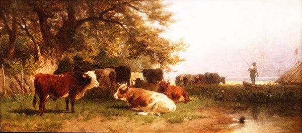 Napájení dobytka v krajině od Friedrich Johann Voltz