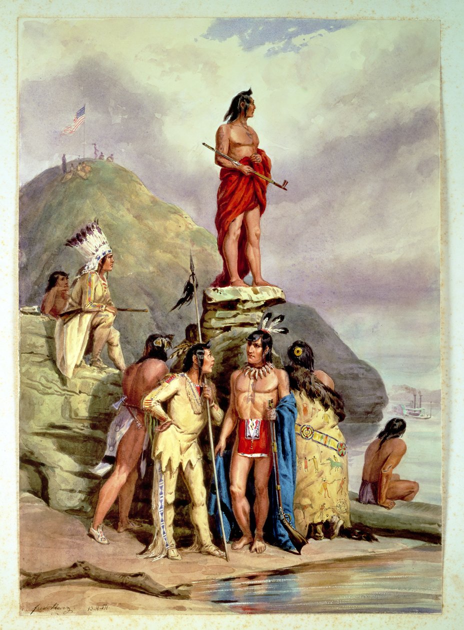 Skupina Indiánů na břehu řeky, 1854 od Friedrich Kurz