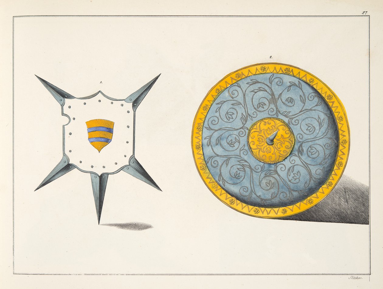 Štíty, deska z knihy "A History of the Development and Customs of Chivalry", autor Dr. Franz Kottenkamp, vydáno Carlem Hoffmannem, 1842. od Friedrich Martin von Reibisch