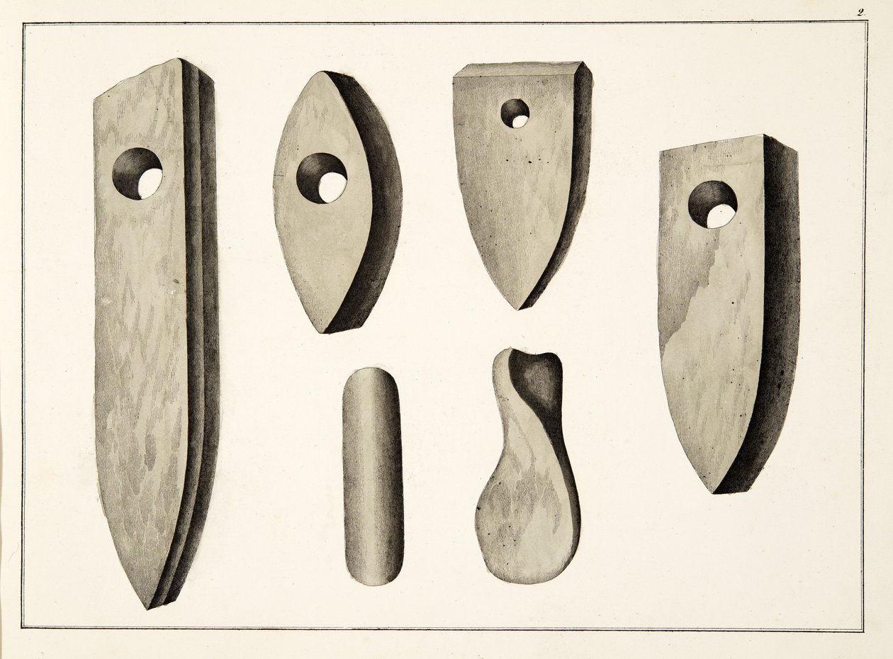 Kamenné zbraně, deska z Historie vývoje a zvyků rytířství, Dr. Franz Kottenkamp, publikoval Carl Hoffmann, 1842 od Friedrich Martin von Reibisch
