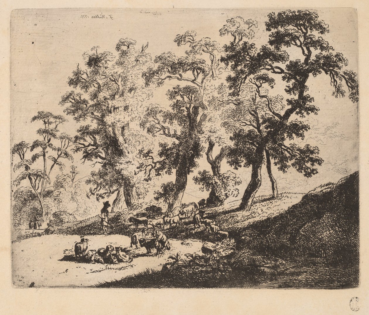 Krajina s pastýři od Friedrich Müller