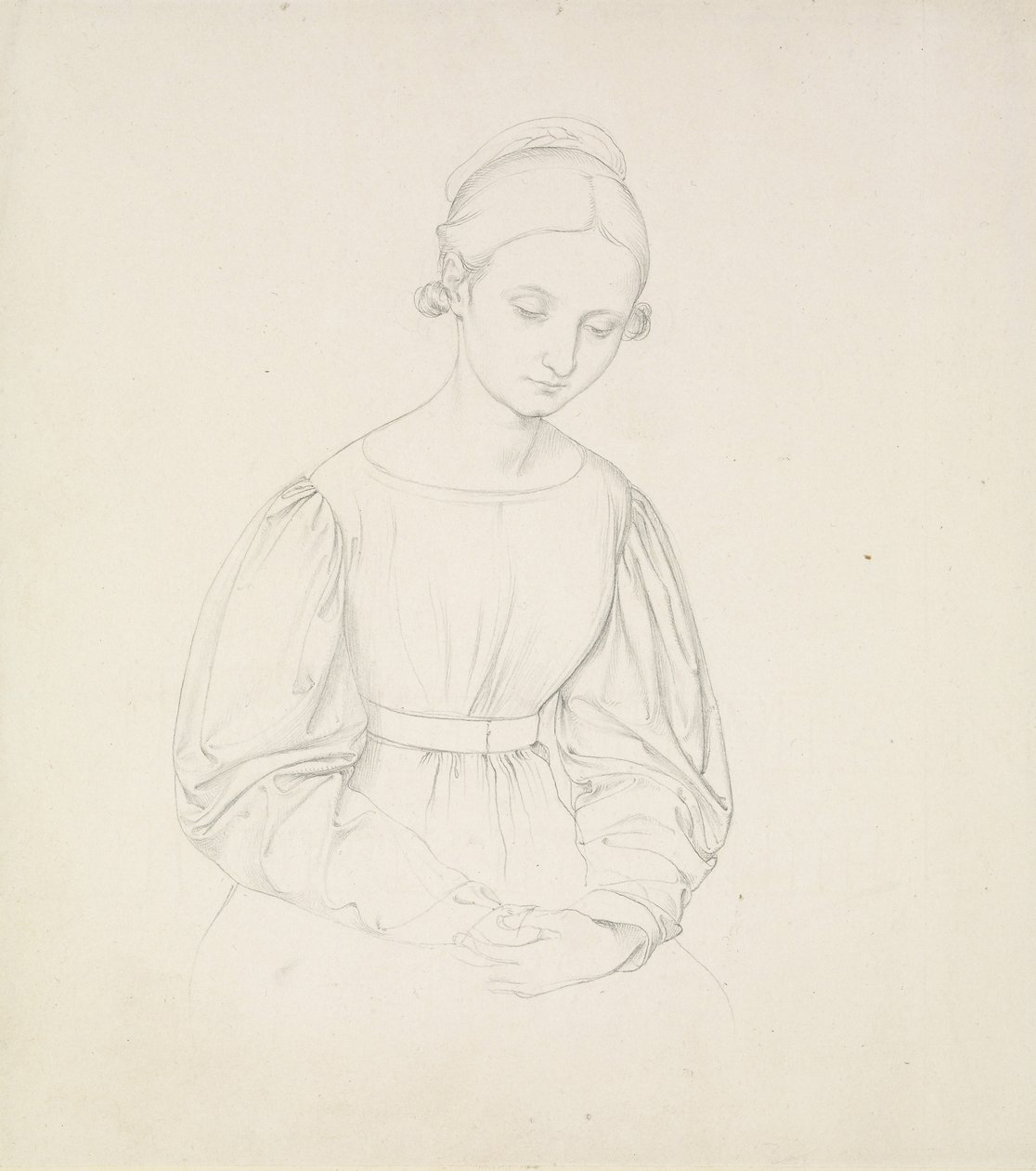 Portrét umělcovy ženy, Nina, c. 1830 (grafit na papíře) od Friedrich Overbeck
