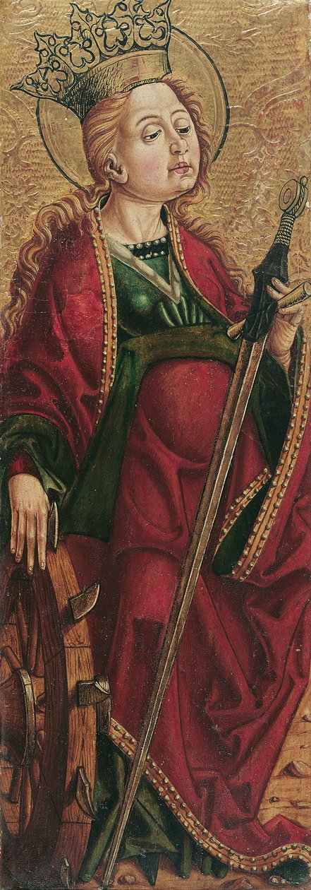 Svatá Kateřina (uvnitř) a svatý Štěpán? (mimo) od Friedrich Pacher (Umkreis)