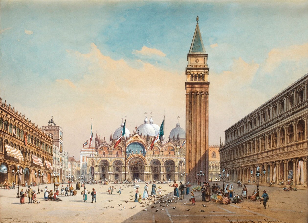 Piazza di San Marco, Benátky od Friedricha Perlberga od Friedrich Perlberg