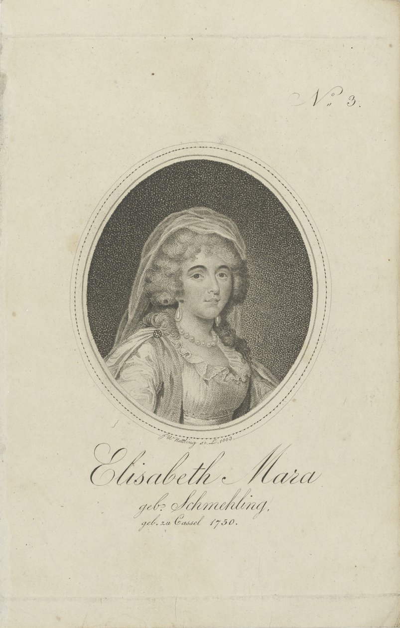Gertrud Elisabeth Mara, rozená Schmeling 1749-1833, 1803. od Friedrich Wilhelm Nettling