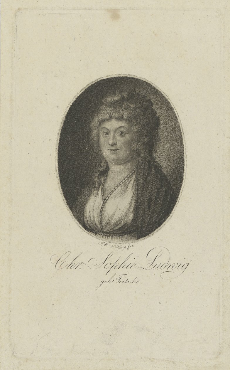 Portrét autorky Christiane Sophie Ludwig, rozené Fritsche 1764-1815, c. 1810. od Friedrich Wilhelm Nettling