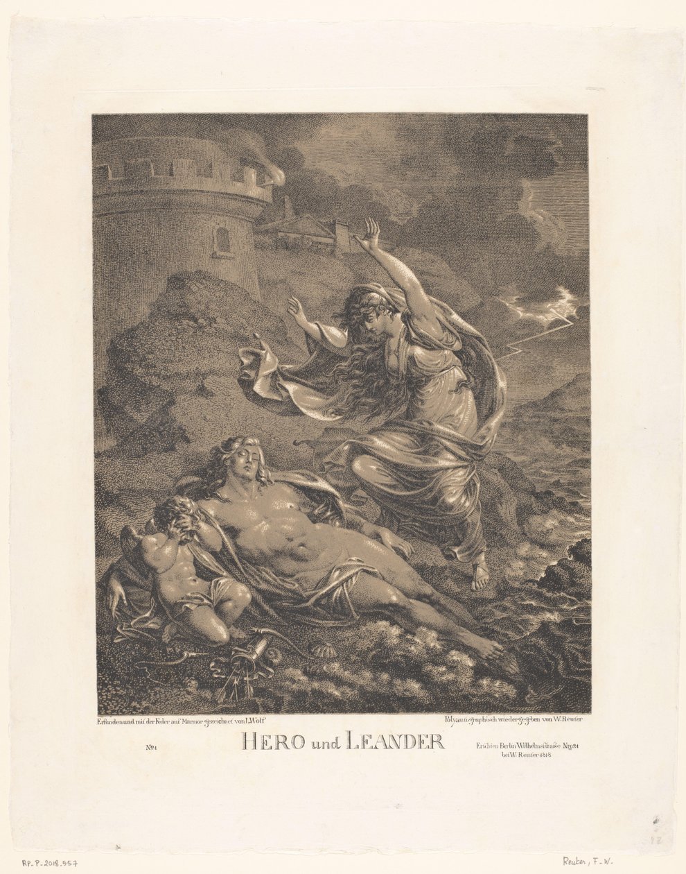 Hrdina v Leanderu Hero und Leander (název na objektu) od Friedrich Wilhelm Reuter