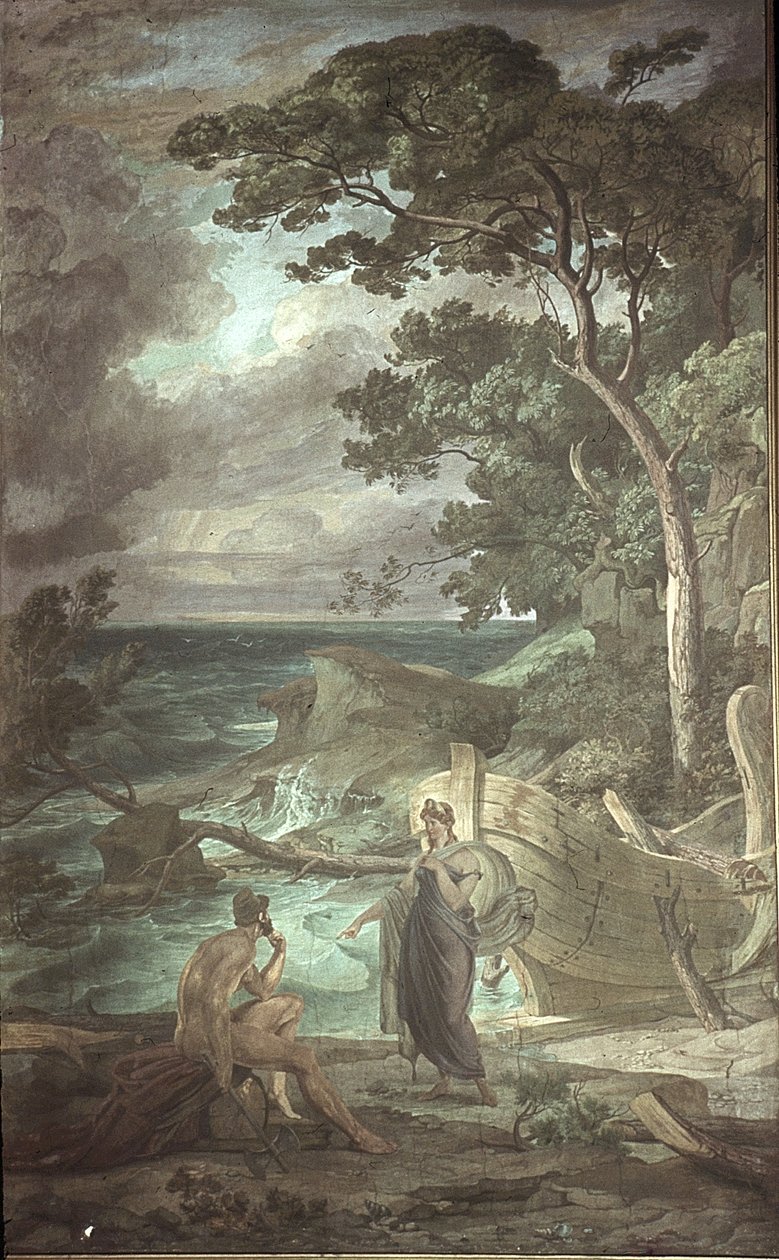 Příjezd Odyssea k nymfě Calypso, Scény z Odyssey od Friedrich the Elder Preller