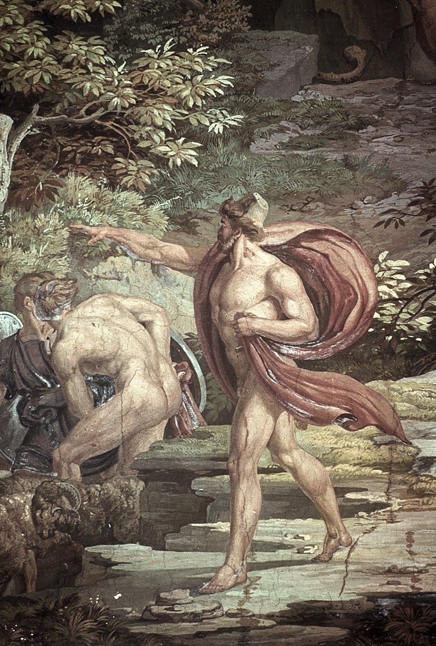 Útěk z jeskyně oslepeného Polyféma, Scény z Odyssey od Friedrich the Elder Preller