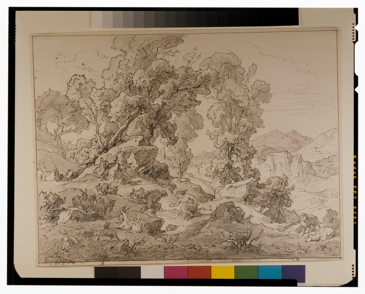 Faun a nymfa v arkádské krajině od Friedrich the Elder Preller