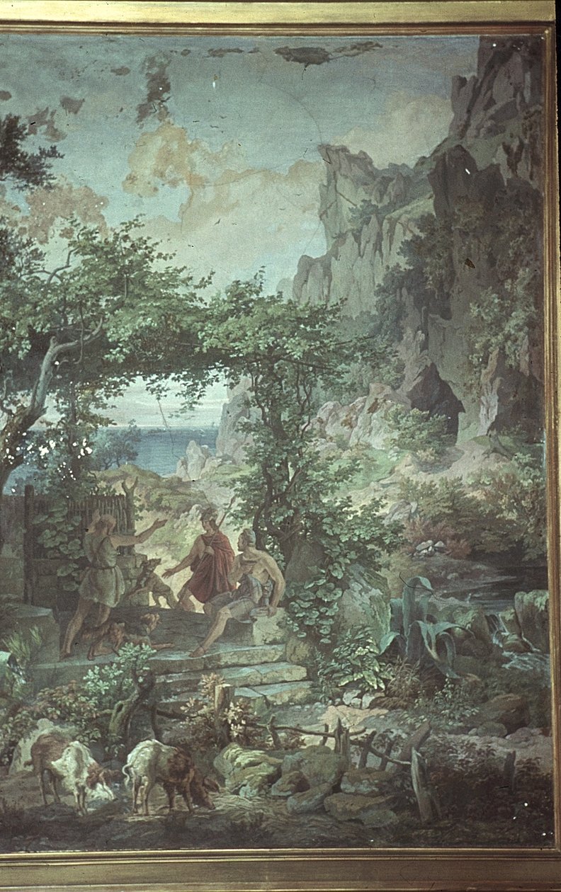 Odysseus u svině Eumaeus, Scény z Odyssey od Friedrich the Elder Preller