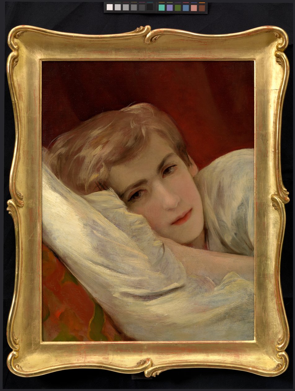 Friedrich (Fritz) Amerling na nemocničním lůžku (syn umělce) od Friedrich von Amerling