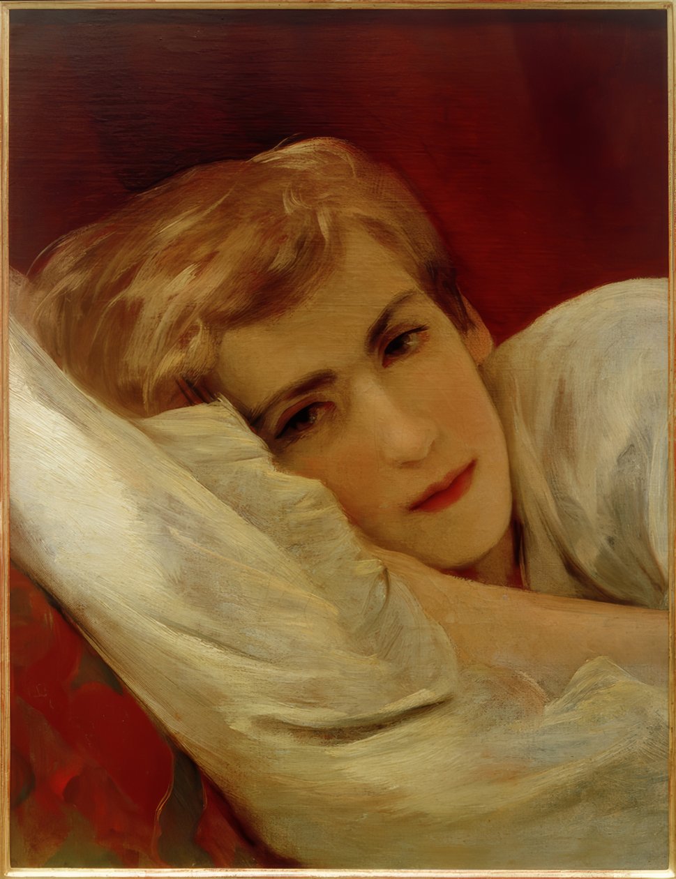 Friedrich (Fritz) Amerling na lůžku nemocného od Friedrich von Amerling