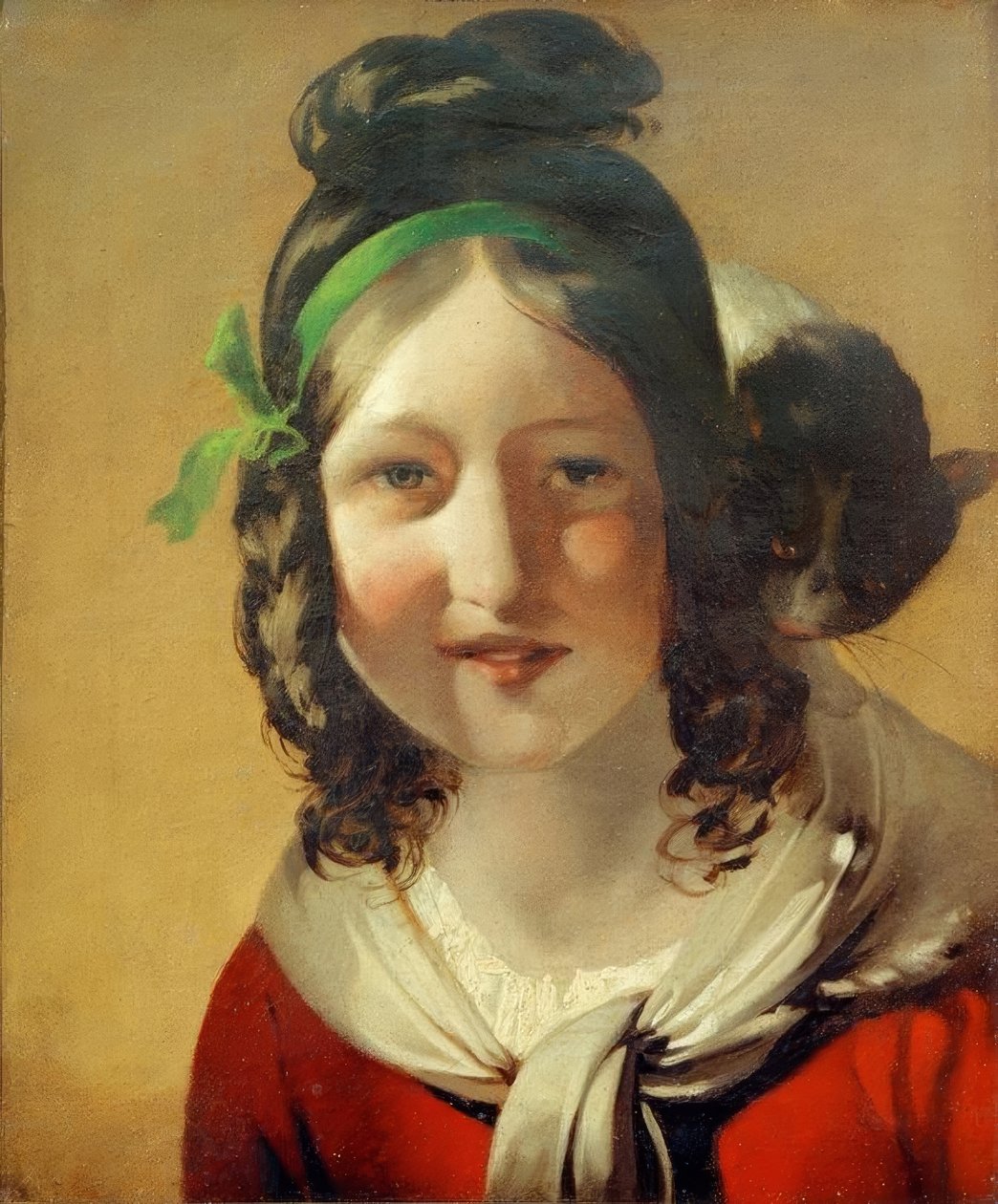 Smějící se dívka s kočkou od Friedrich von Amerling