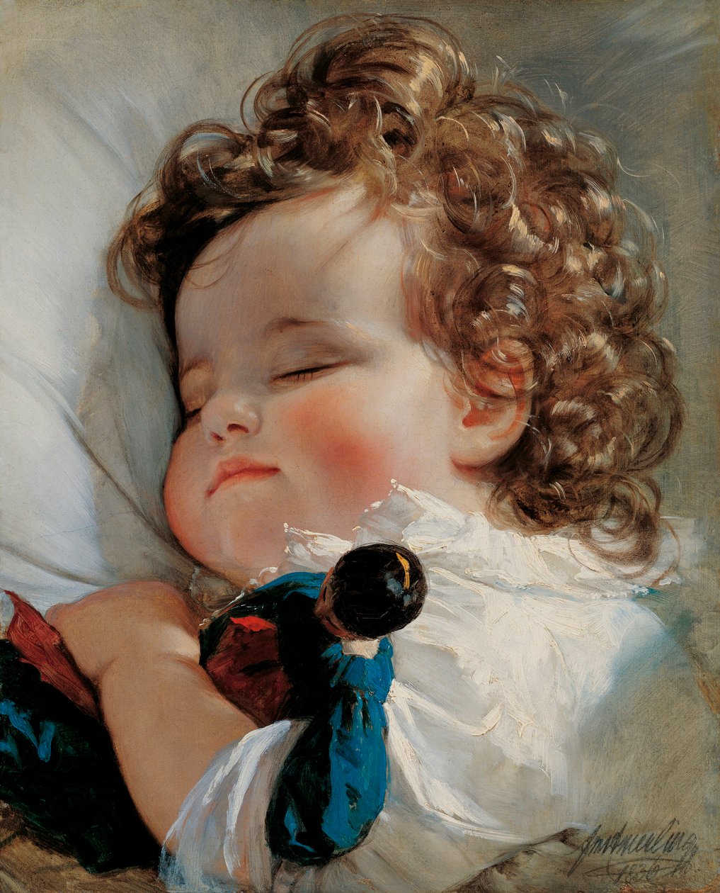 "" Portrét princezny Marie z Lichtenštejna (1834-1909) ve věku dvou let "" (Portrét princezny Marie Franzisky von Liechtenstein (1834-1909) ve věku dvou let) Obraz Friedricha Rittera von Amerling ( 1803-1887 ) od Friedrich von Amerling