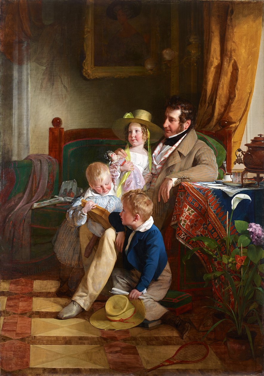 Rudolf von Arthaber a jeho děti Rudolf, Emilie a Gustav od Friedrich von Amerling