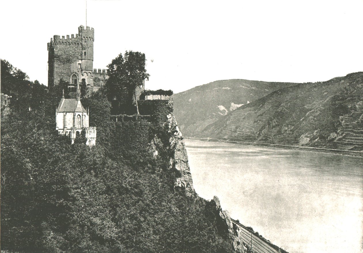 Hrad Rheinstein na řece Rýn, Německo, 1895. od Frith and Co
