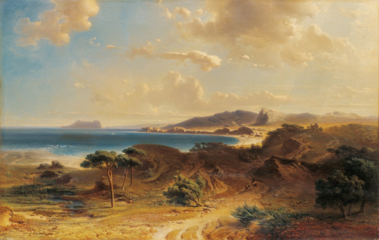Pláž Estepona s výhledem na Gibraltarskou skálu od Fritz Bamberger