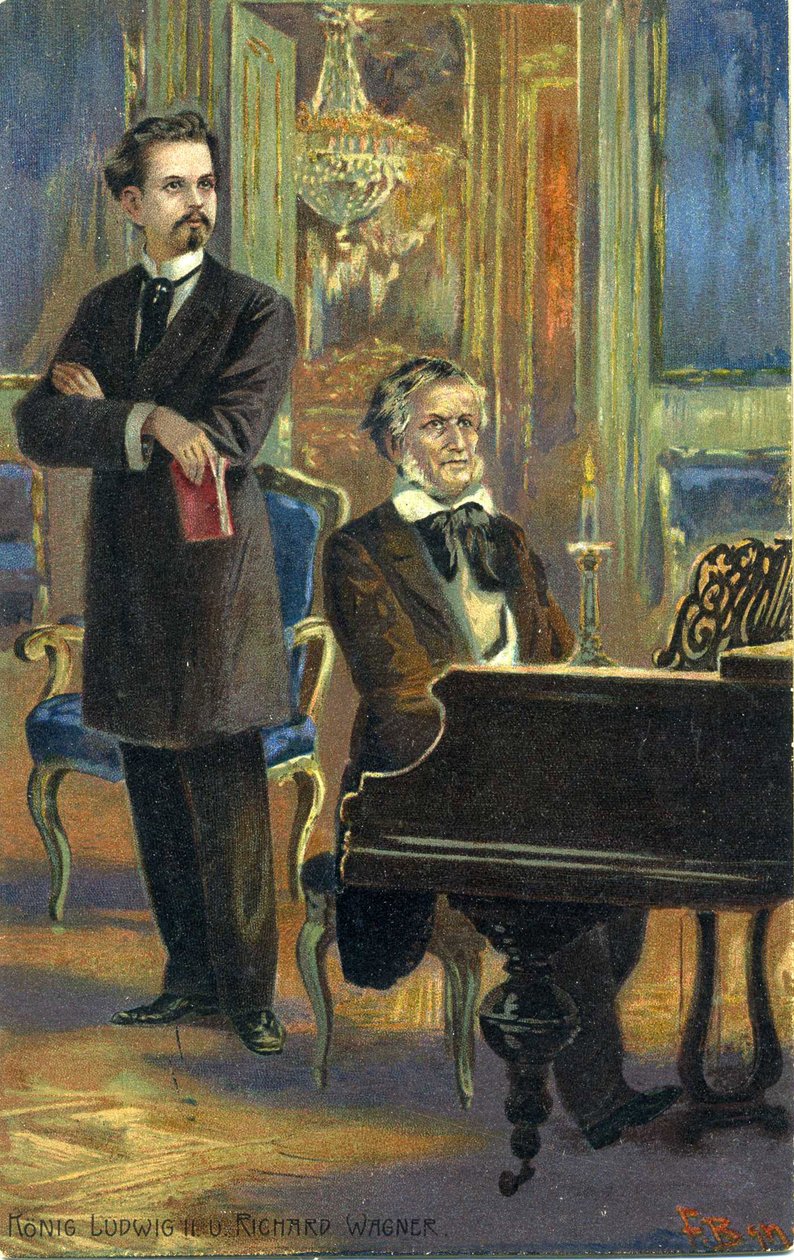 Wagner a král Ludvík II., kolem roku 1900 (barevné lito) od Fritz Bergen