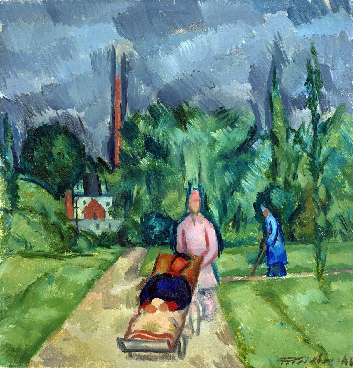 V zahradách vojenské nemocnice III, 1915 od Fritz Friedrichs