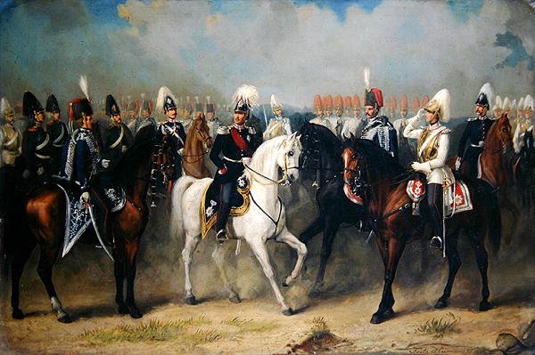 Kurfiřt Friedrich Wilhelm I. Hessen-Kassel se svými důstojníky na přehlídce od Fritz Hummel