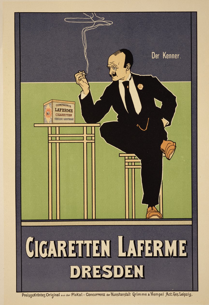 Reprodukce plakátu s reklamou na cigarety „Laferme“, Drážďany od Fritz Rehm