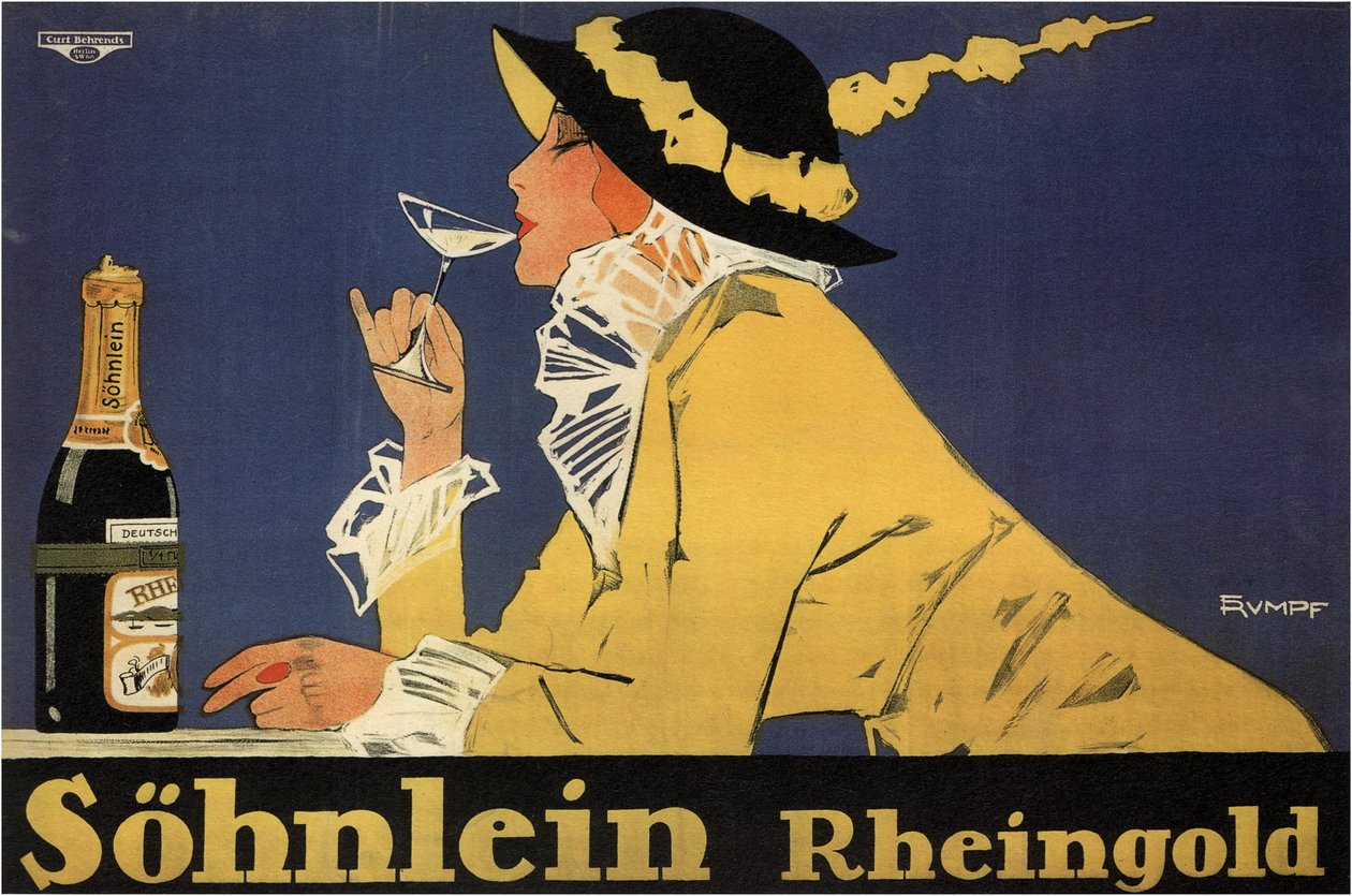 reklama na šumivé víno Sohnlein Rheingold od Fritz Rumpf