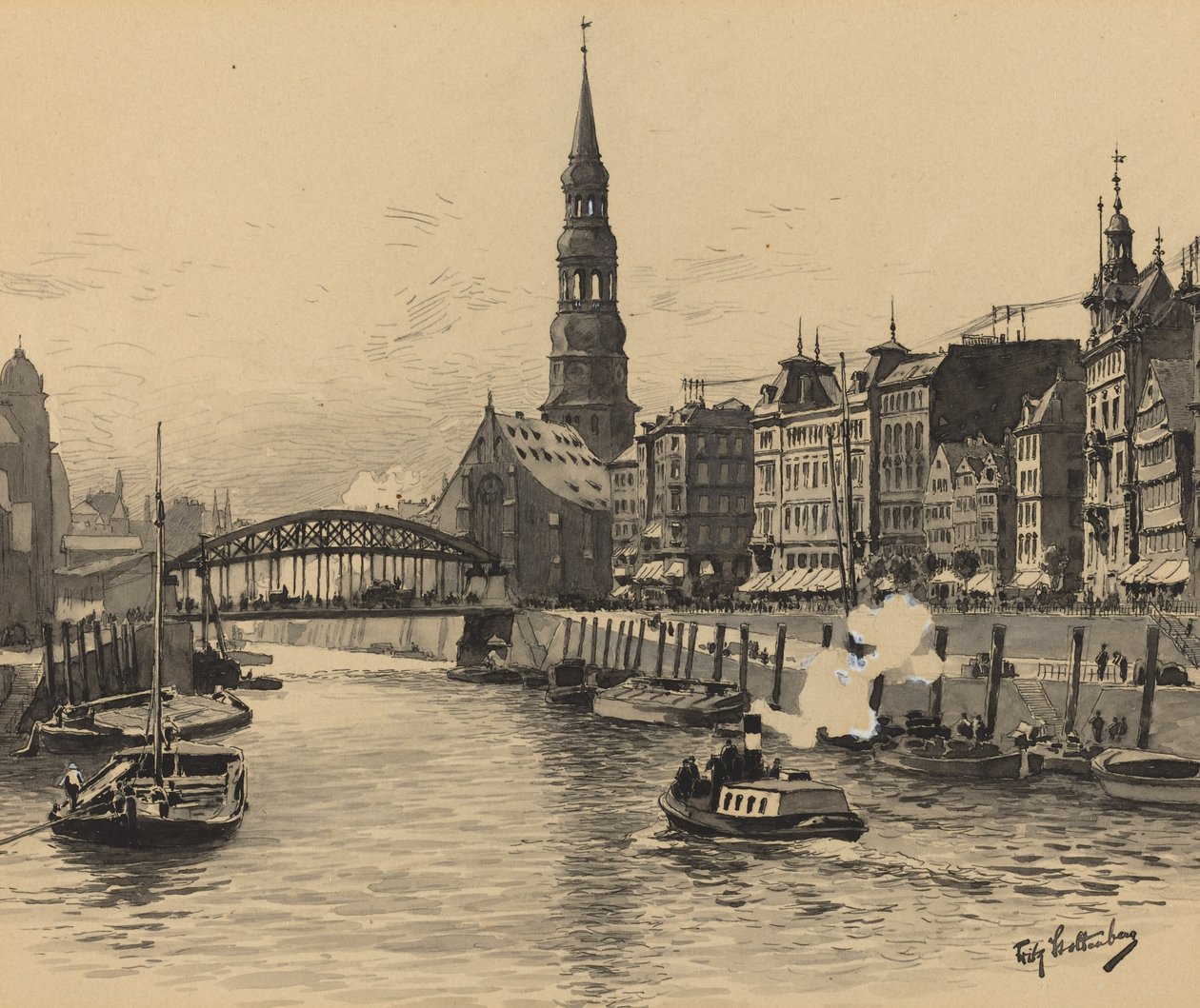 Dovenfleet s kostelem svaté Kateřiny od Fritz Stoltenberg
