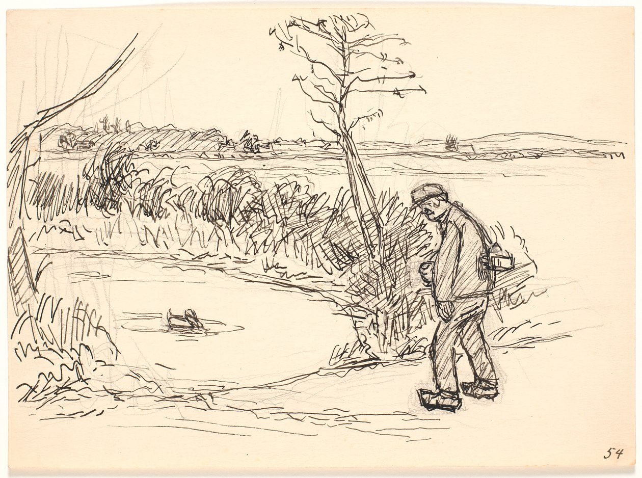 Farmář u zamrzlého jezera od Fritz Syberg