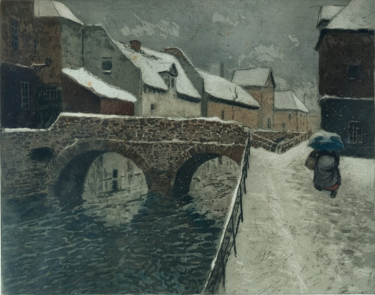 Most v Amiens (barevný lept) od Fritz Thaulow