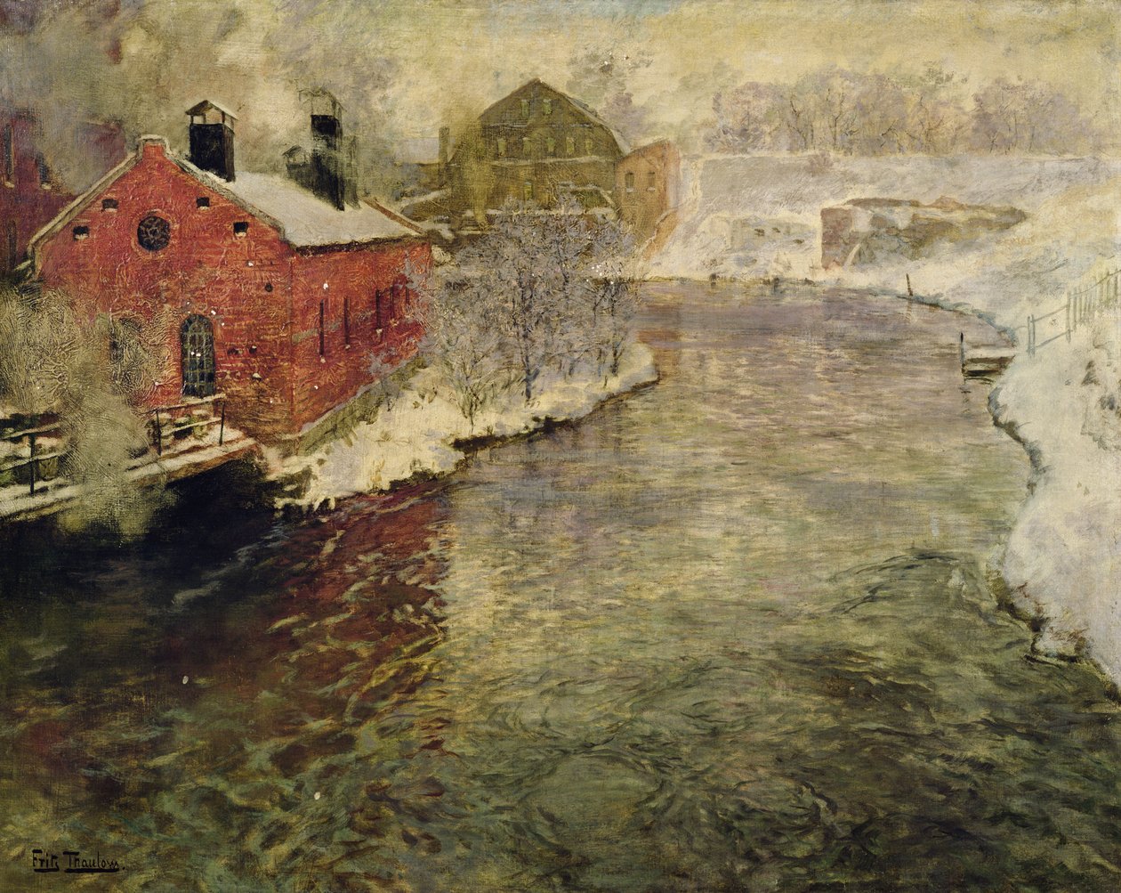 Továrny u řeky Akers (Kristiania/Oslo) od Fritz Thaulow