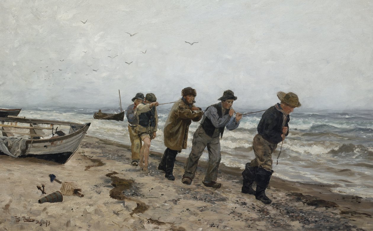 Rybáři vracející se domů, Skagen od Fritz Thaulow